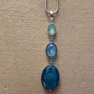 Elegant Blue and Green Pendant Necklace by touchstone Swarovski